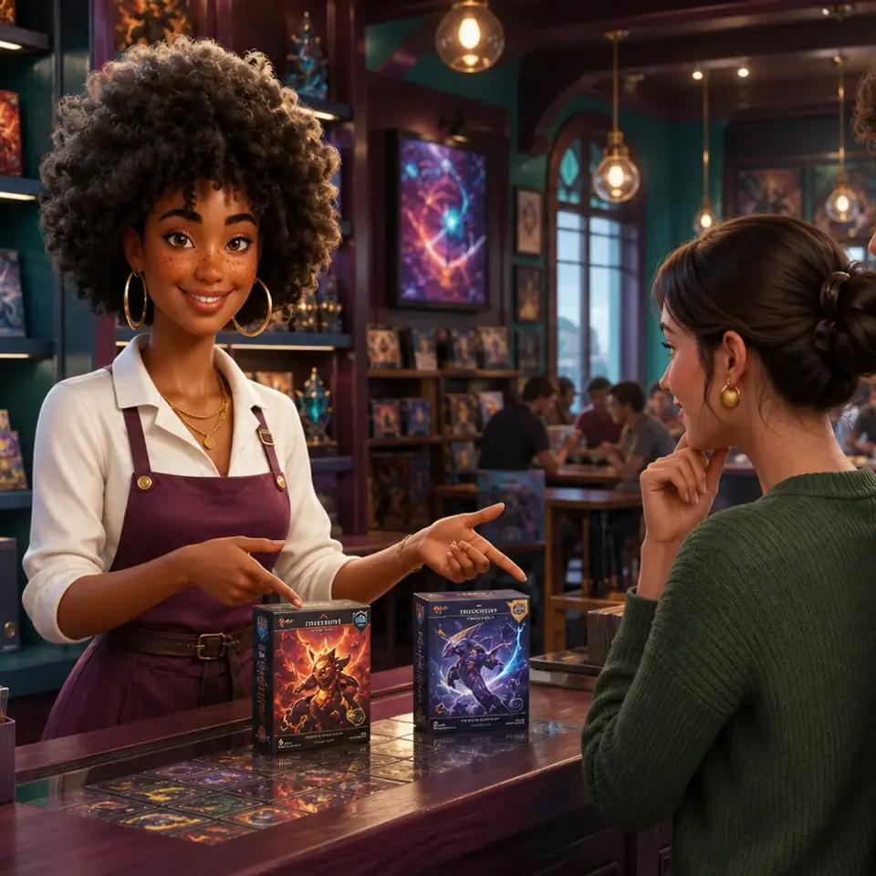 Imani, Puzzlewick curator for the Pokemon Trading Card Game accessory aisle