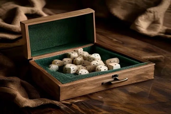 Threehoney Wooden Dice Tray with Storage & Latch
