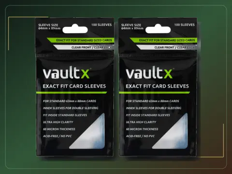 Vault X Exact Fit Inner Sleeves (200 Pack) Clear for Trading Cards | Double-sleeve cards inside toploaders & holders. Perfect-fit clear inner sleeves, acid-free