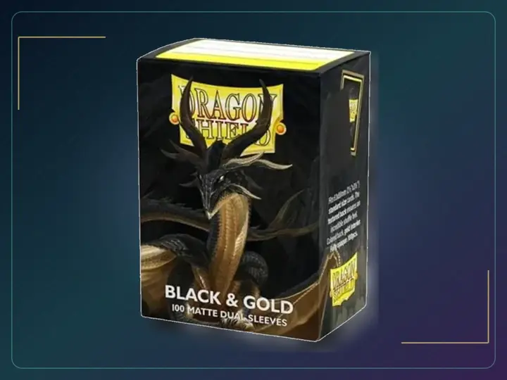 Dragon Shield Matte Dual Sleeves, Black and Gold, 100 Count