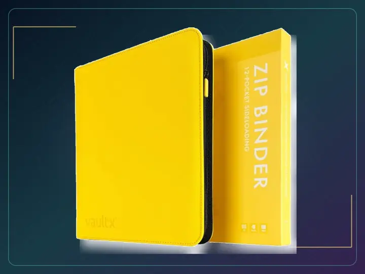 Vault X 12-Pocket Zip Binder, Yellow, 480 Cards