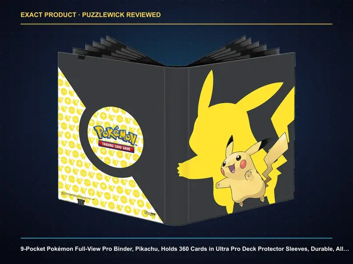 9-Pocket Pokémon Full-View Pro Binder, Pikachu, Holds 360 Cards in Ultra Pro Deck Protector Sleeves, Durable, All Materials Made From Archival-Safe, Acid-Free, non-PVC Material