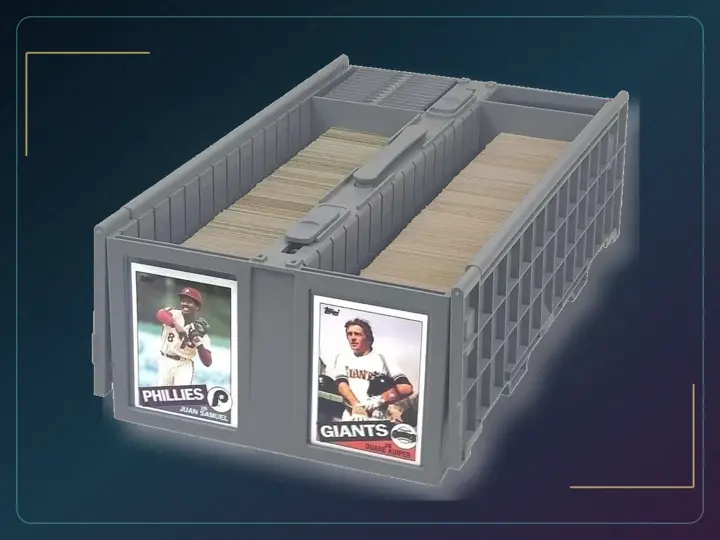 BCW Collectible Card Bins, Holds 1,600 Cards Each, Stackable, Gray, 1 Pack | Each two-row bin holds 1,600 sports or 2,200 gaming cards and fits toploaders