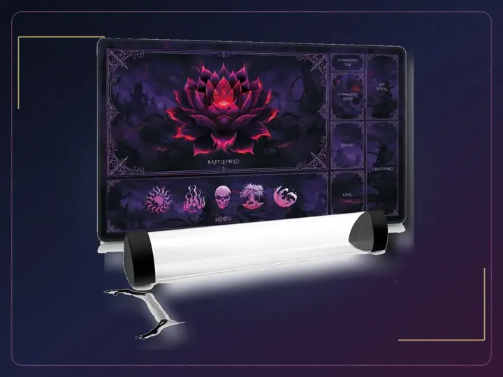 MTG Playmat with Zones – Lotus Sketch 24x14 Card Game Mat for Magic The Gathering