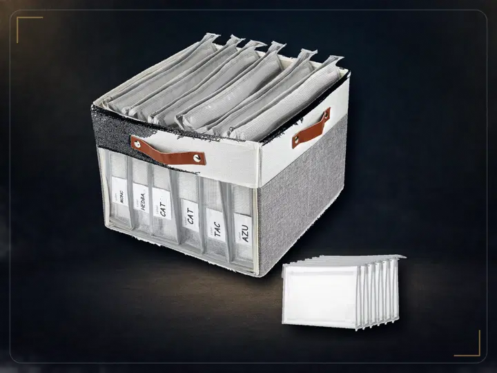 Large Board Game Storage Box with 6pcs Double-Layer B4 Zipper Bags