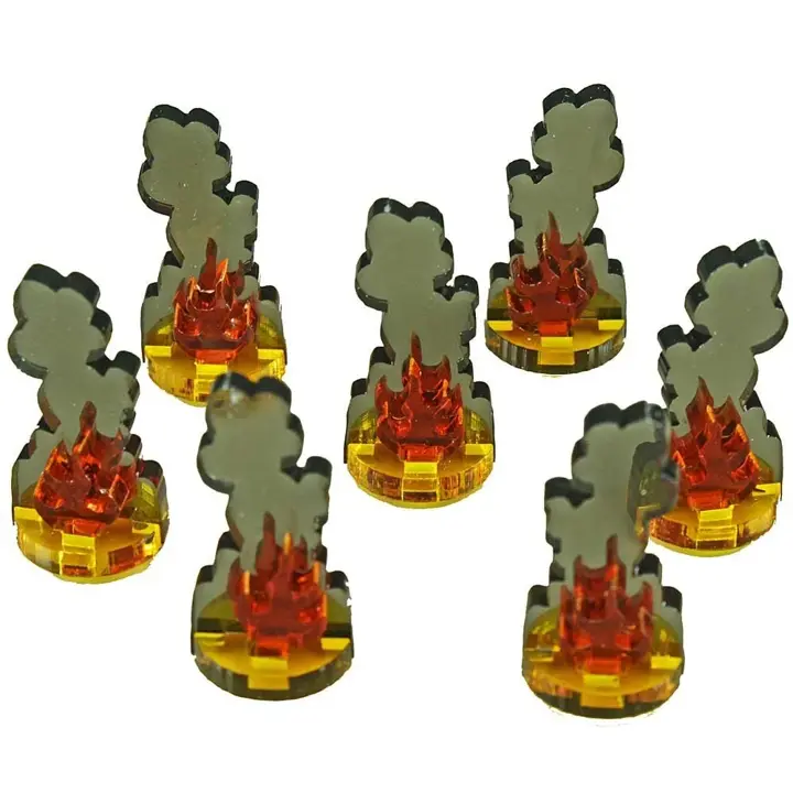 LITKO Flaming Wreckage Marker | Small, 15mm Base, 30mm Tall | Set