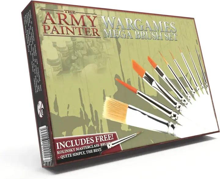 The Army Painter Wargames Mega Brush Set, Black, 10 Miniature Paint Brushes