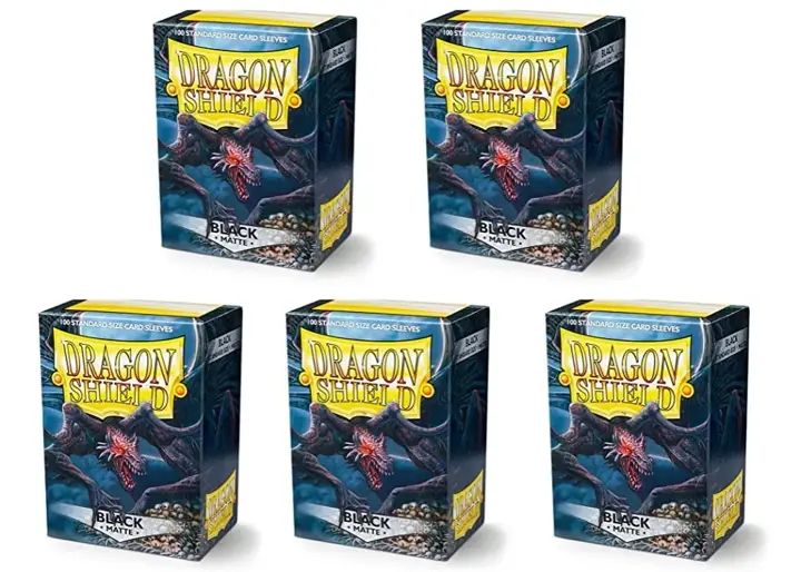 5 Packs Dragon Shield Matte Black Standard Size 100 ct Card Sleeves Value Bundle!