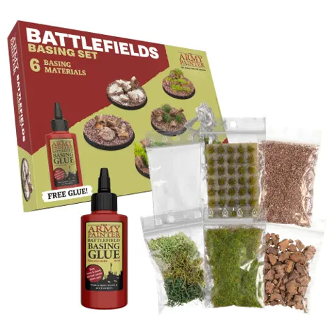 The Army Painter, Battlefields Basing Set | Modelling kit with 50 ml PVA glue, 35 green grass tufts and 1 box of grass, for terrain and Warhammer miniatures : Home & Kitchen