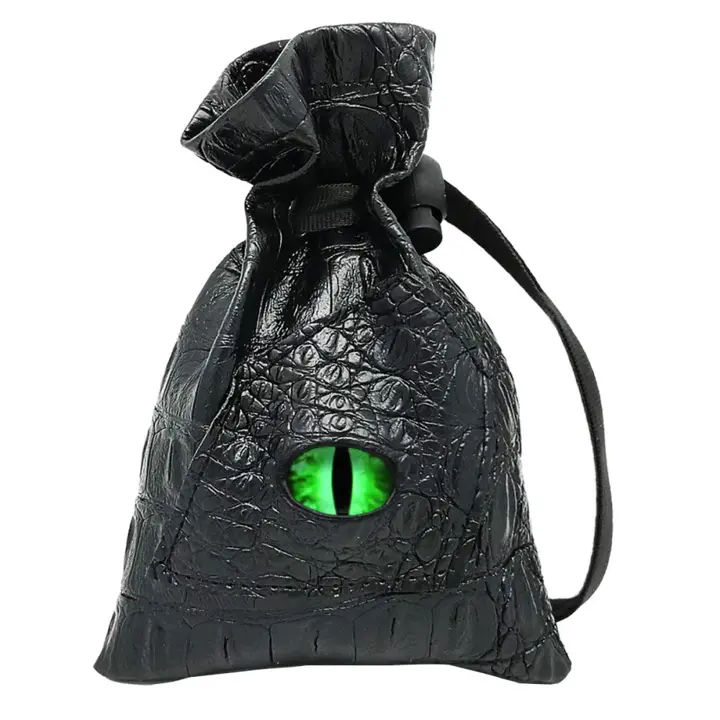 Haxtec Dragon Dice Bag, PU Leather Pouch with 3D Glass Dragon Eye