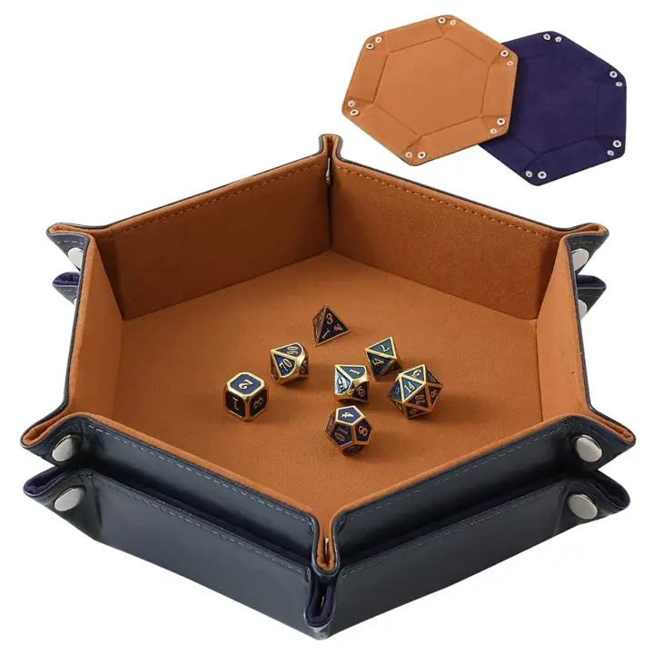 Grajar 2 Pcs Portable Folding Dice Rolling Tray Set for RPG DND Table Games