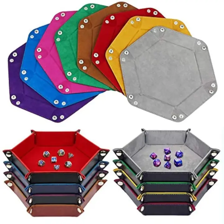 K.T. Fancy 8-Piece Folding D&D Dice Tray, Rolling Storage Holder Box