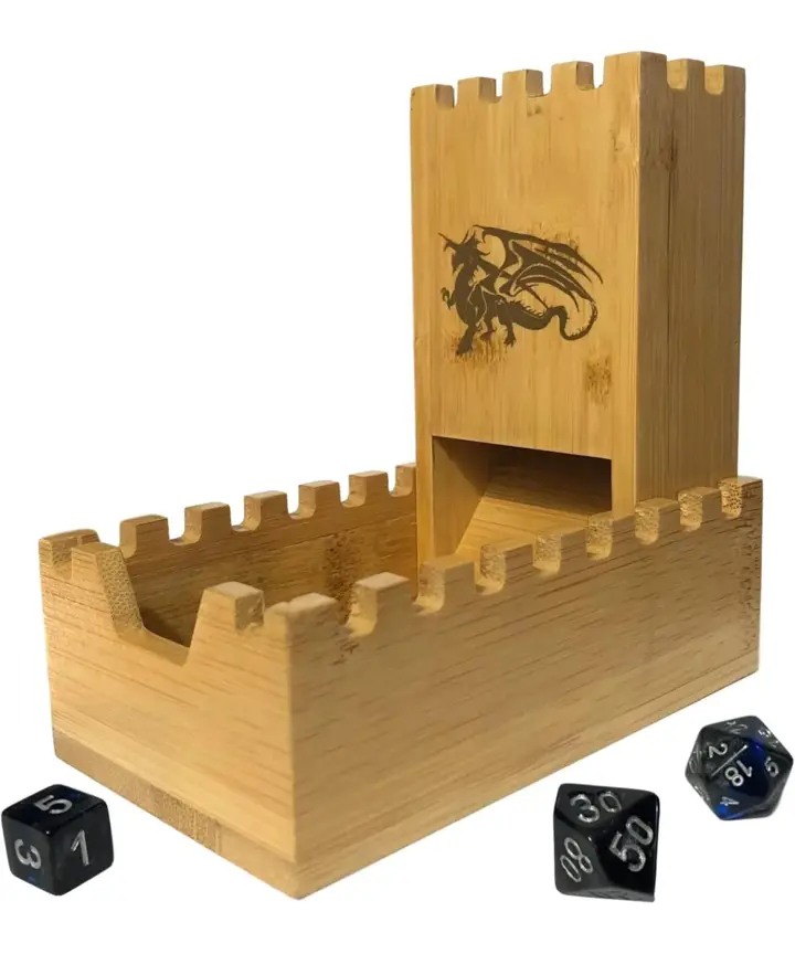 Bamboo Dice Tower, Special Edition Wooden Rolling Case