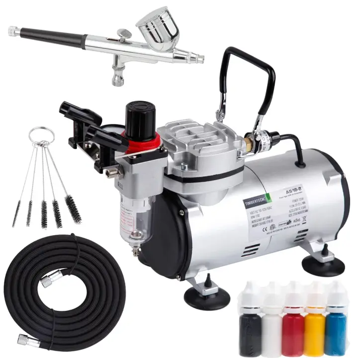 Timbertech Airbrush Kit With Compressor AS18-2K Basic Start Kit With Air Hose