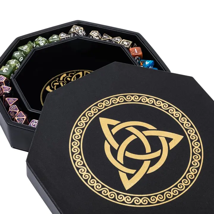 Premium Dice Tray for DND, Detailed World Tree & Triquetra Design - 9 Inch