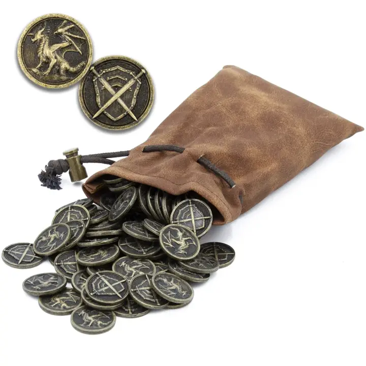 CASEMATIX Metal Coins and Pouch for Tabletop RPG Board Games