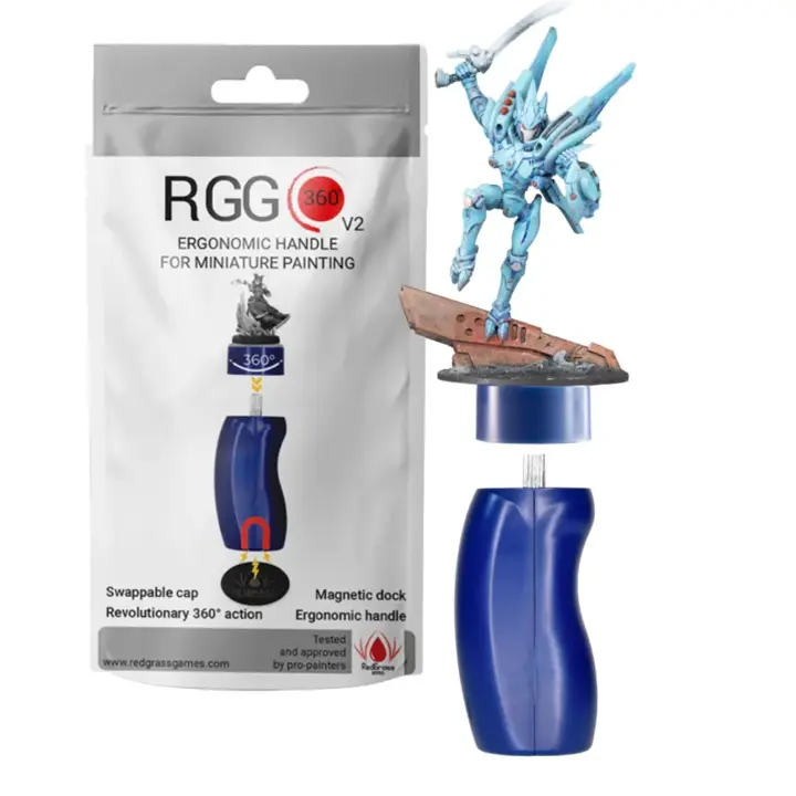 Redgrassgames RGG 360 V2 Painting Handle for Miniature - Blue Grey Putty Edition