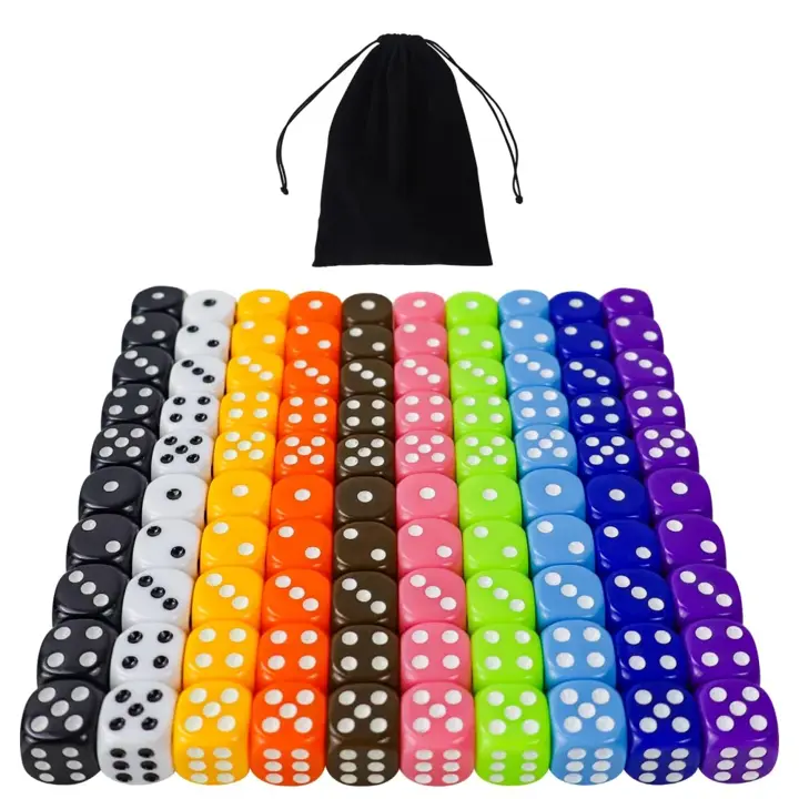 6 Sided Dice Set 10 Colors 16mm Acrylic Game Dice for DND, MTG, RPG, Tenzi, Yahtze