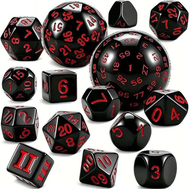 CiaraQ DND Polyhedral Dice Set (15pcs) D4-D100 Game Dice with Storage Bag