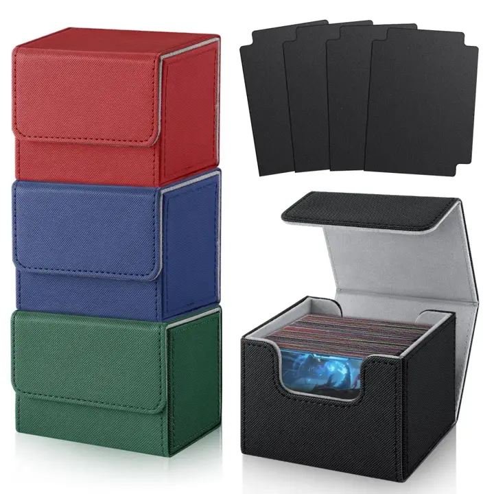 TiopLior Card Deck Boxs Fit for MTG Deck Box with Black Card Dividers, 4 packs