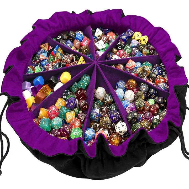 SIQUK Large Dice Bag with Pockets Big Capacity Dice Bag Drawstring Pouch