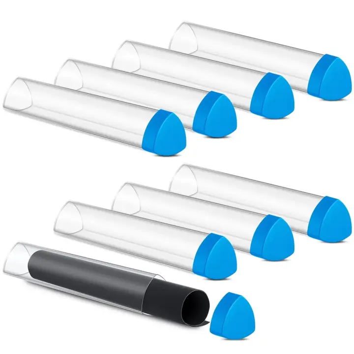 Hsei 8 Pcs Gaming Prism Playmat Tube, Play Mat Holder, Blue, Clear