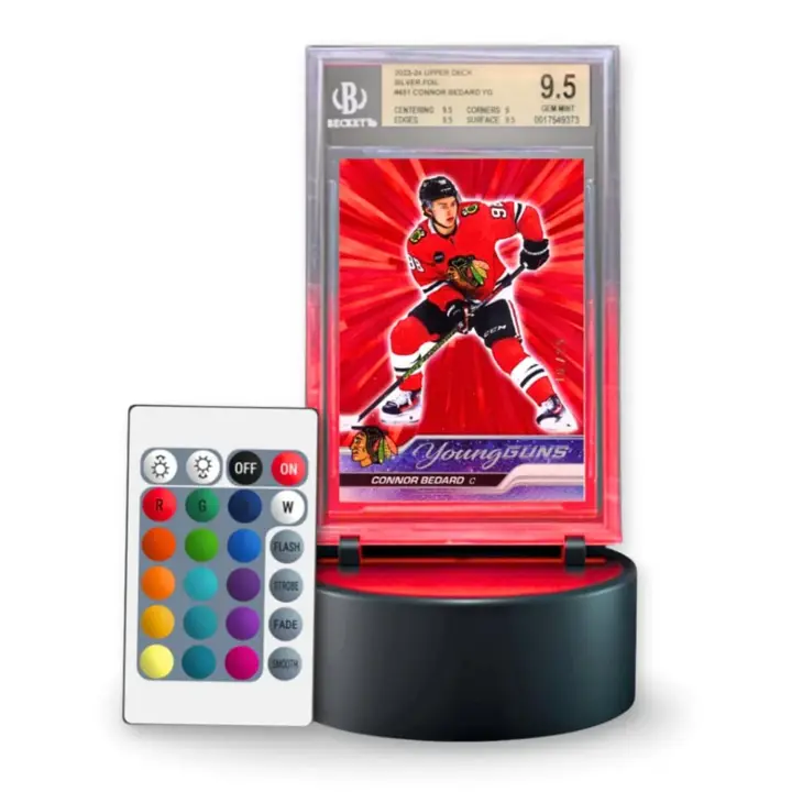 Light Up Sports Card Display Stand with LED Base for Graded Slabs, One-Touches