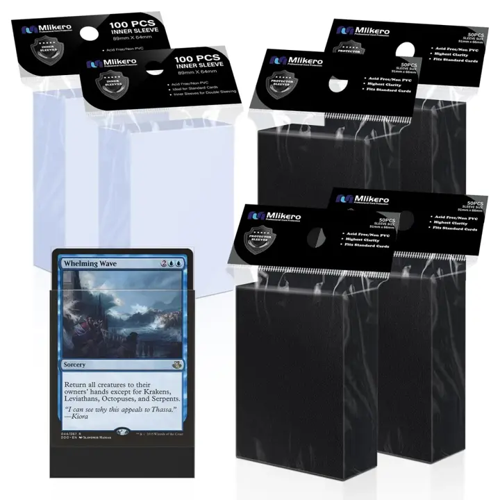 400 Pack Card Sleeves, 200 Matte Black Trading Card Sleeve and 200 Perfect