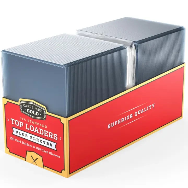 Cardboard Gold 35pt Top Loaders for Cards - 100 Count w/Bonus Sleeves