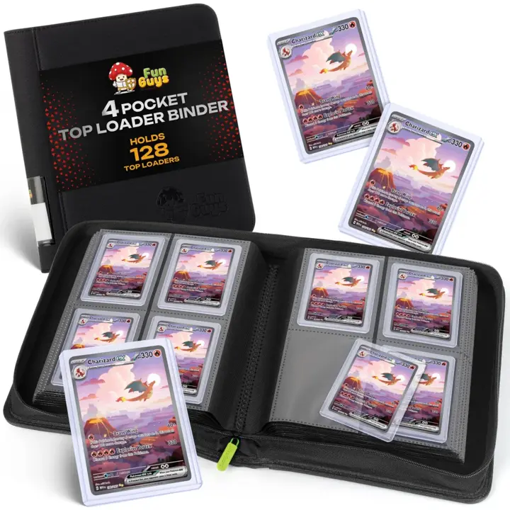 FunGuys Toploader Binder, Trading Card Binder Storage, 4-pocket