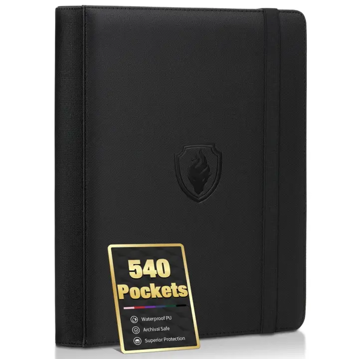 Premium 9 Pocket Card Binder for 540 Card, Fabmaker PU Trading Card Binder