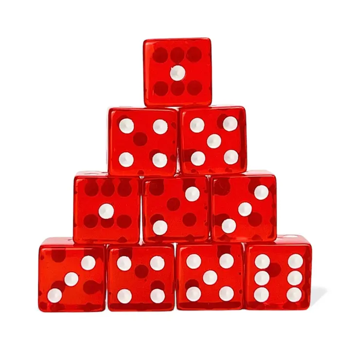 Luck Lab 10 Pack 19mm D6 Dice Set for Casino, Craps & Table Games - Red