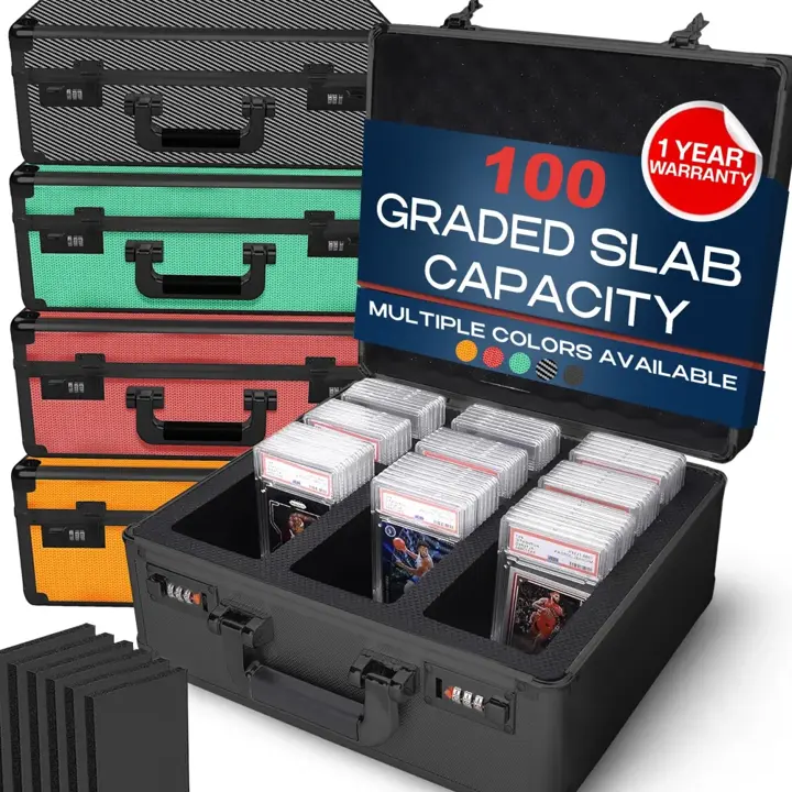 Universal Trading Card Storage Box, 3 Row Black Graded Card Case Slab Case