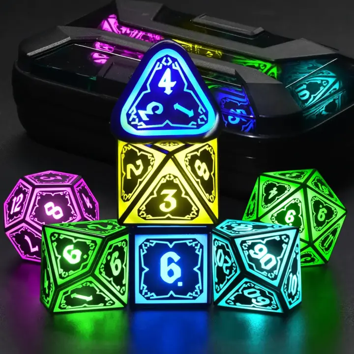 Light up LED DND Dice Set Rechargeable for Dungeons and Dragons Ttrpg, ABS