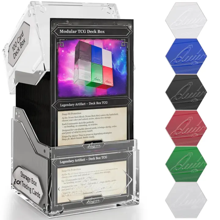 Quiver Time 360° Modular Nexus DeckBlock - Durable Stackable MTG Deck Box, 100 cards