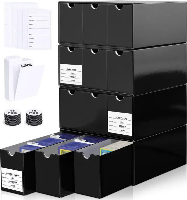 Leyzan Trading Card Storage Box 12 Drawers Cardboard Organizer with Dividers