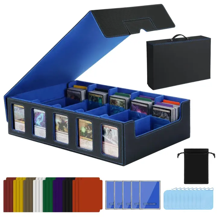 5-Row 4000+ Trading Card Storage Box with Handle and Commander Display