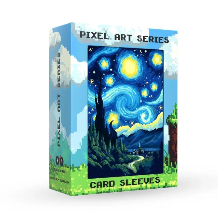 (Starry Night) 100% Hand-Drawn 100ct Textured Matte TCG/MTG Card Pixel Art Sleeves