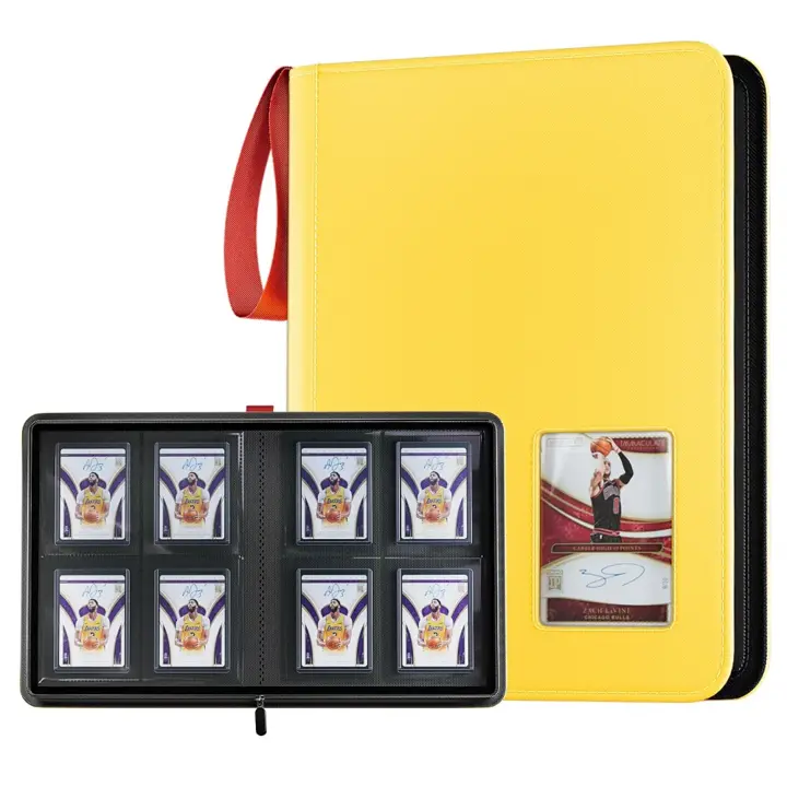 ProCase 4 Pocket Top Loader Binder, Hold 144 Cards in Toploaders -Yellow