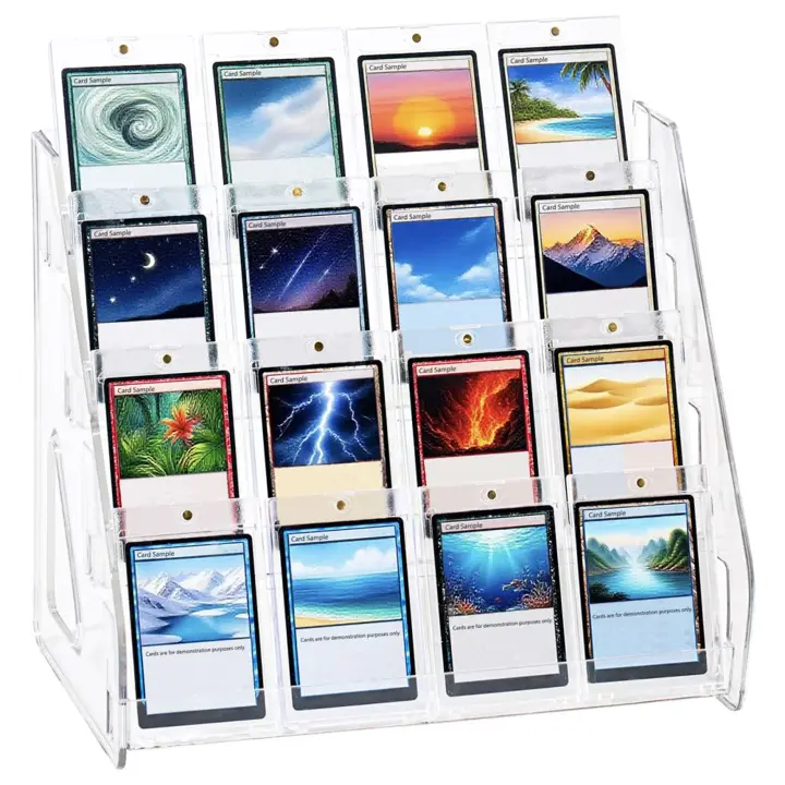 DEEIF 4 Tier Acrylic Trading Card Display Stand, Holds 16 Cards, 1 Pack