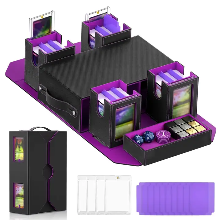 HAIMST Commander 4-Deck Card Box for MTG, Holds 400+ Double-Sleeved Cards