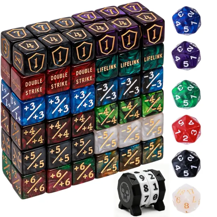 79 Pcs MTG Dice Set in 12 Colors with Plus 1 Life Counter Dices