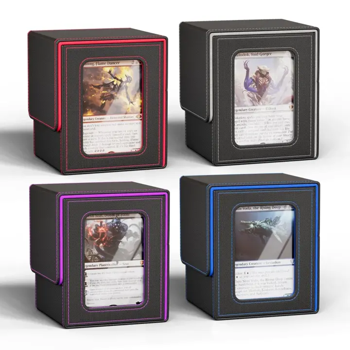 UAONO Card Deck Box for MTG Commander, Fits 100 Double-Sleeved Cards, 4 packs