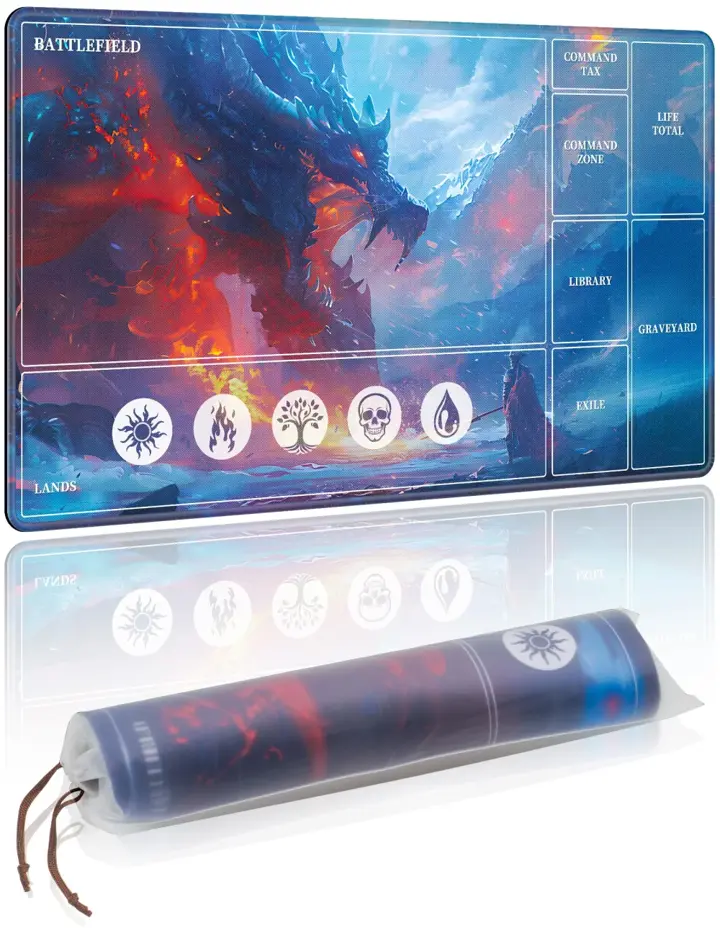 NiHome Playmat Compatible with MTG Magic The Gathering, Ice Dragon