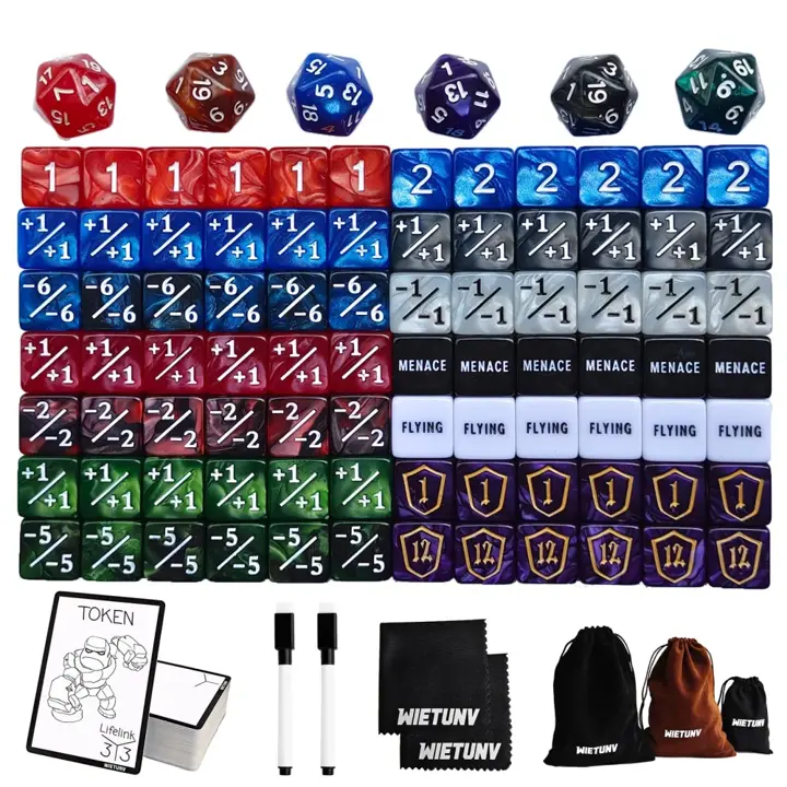WIETUNV MTG Dice 157 Pieces D2 Spindown Counter for Magic The Gathering