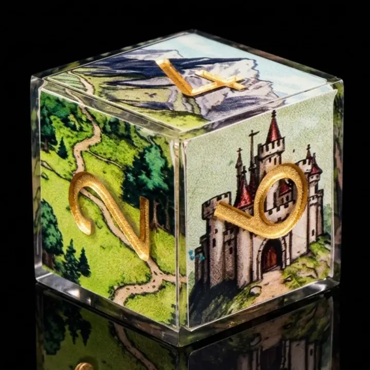 Map Landscape Sharp Edge Resin DND Dice Set 7PCS Polyhedral Dice for Tabletop