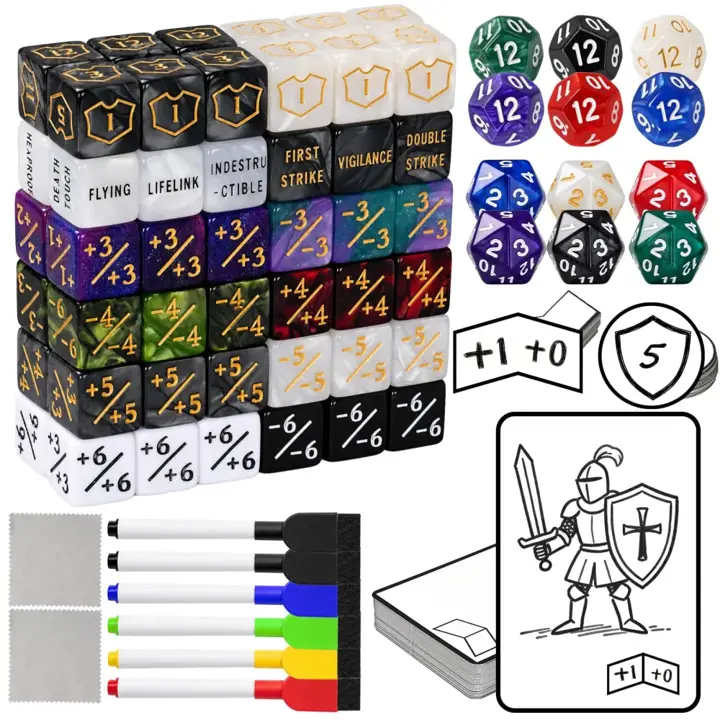 180 Piece MTG Dice Set with Dry Erase Tokens Kit with Counter Dice