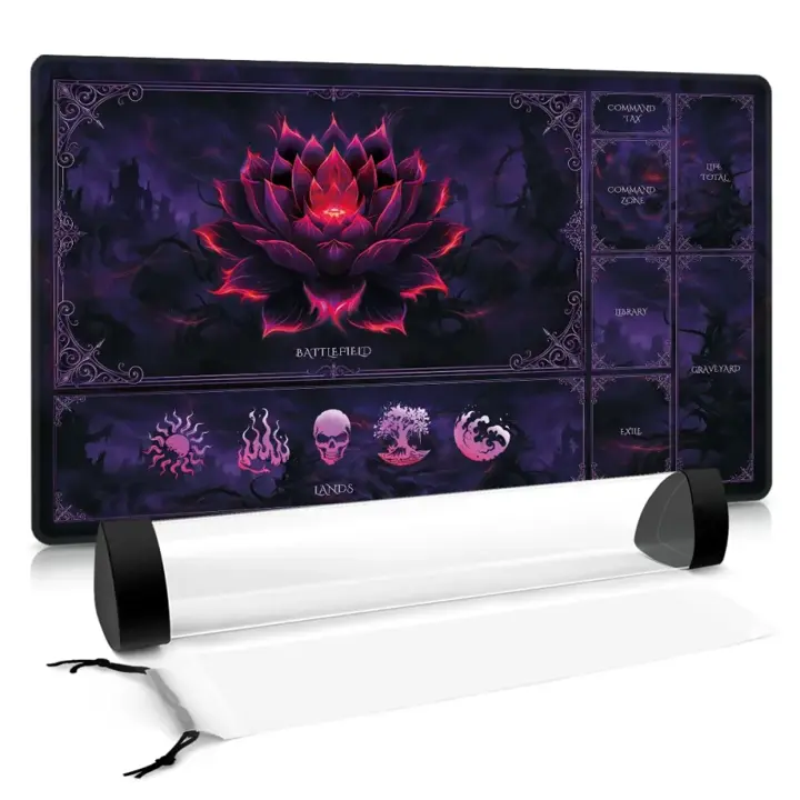 MTG Playmat with Zones – Lotus Sketch 24x14 Card Game Mat for Magic The Gathering