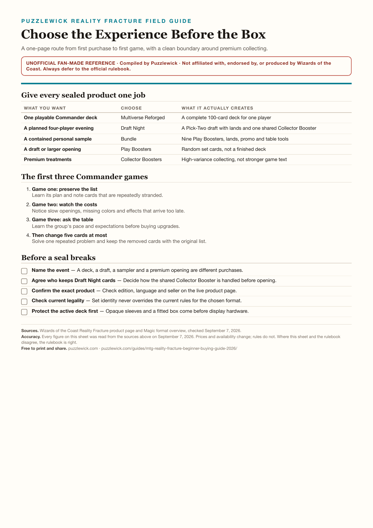 Preview of Reality Fracture first-box and release-night checklist