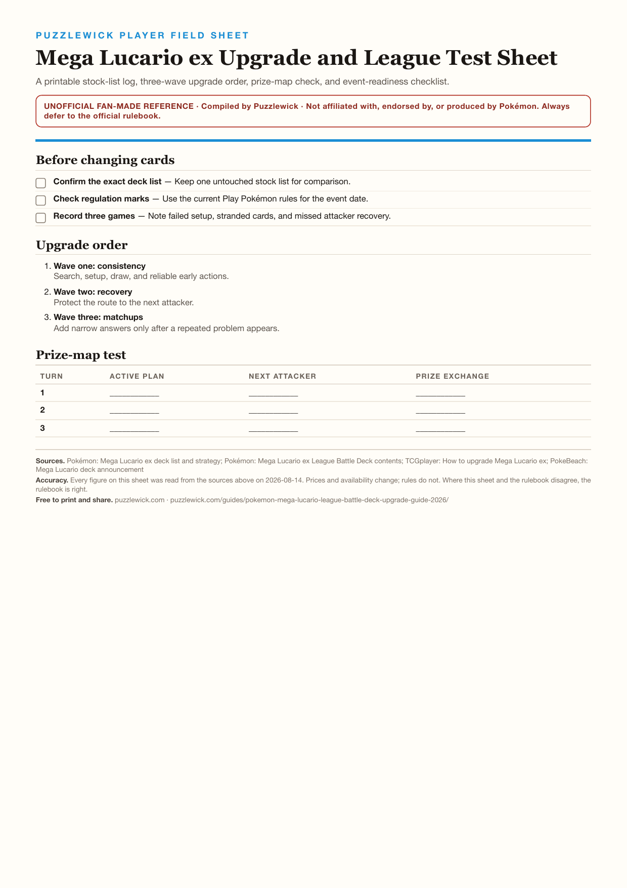 Preview of Mega Lucario ex Upgrade and League Test Sheet